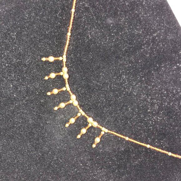 15" Bronze and Gold Seed Bead Necklace - Picture 3 of 5
